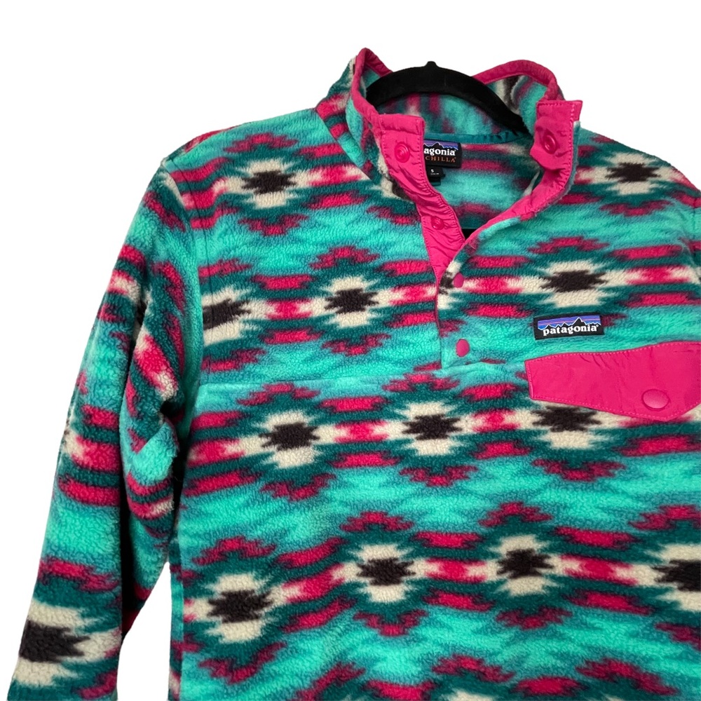 Patagonia Womens Wild Desert Synchilla Snap T Fleece Pullover Aztec Small